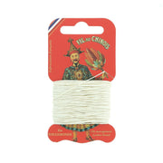 Cartonnette de 15m de fil de lin au Chinois câblé glacé, produit de mercerie, avec fil bleu glacé et emballage carré.