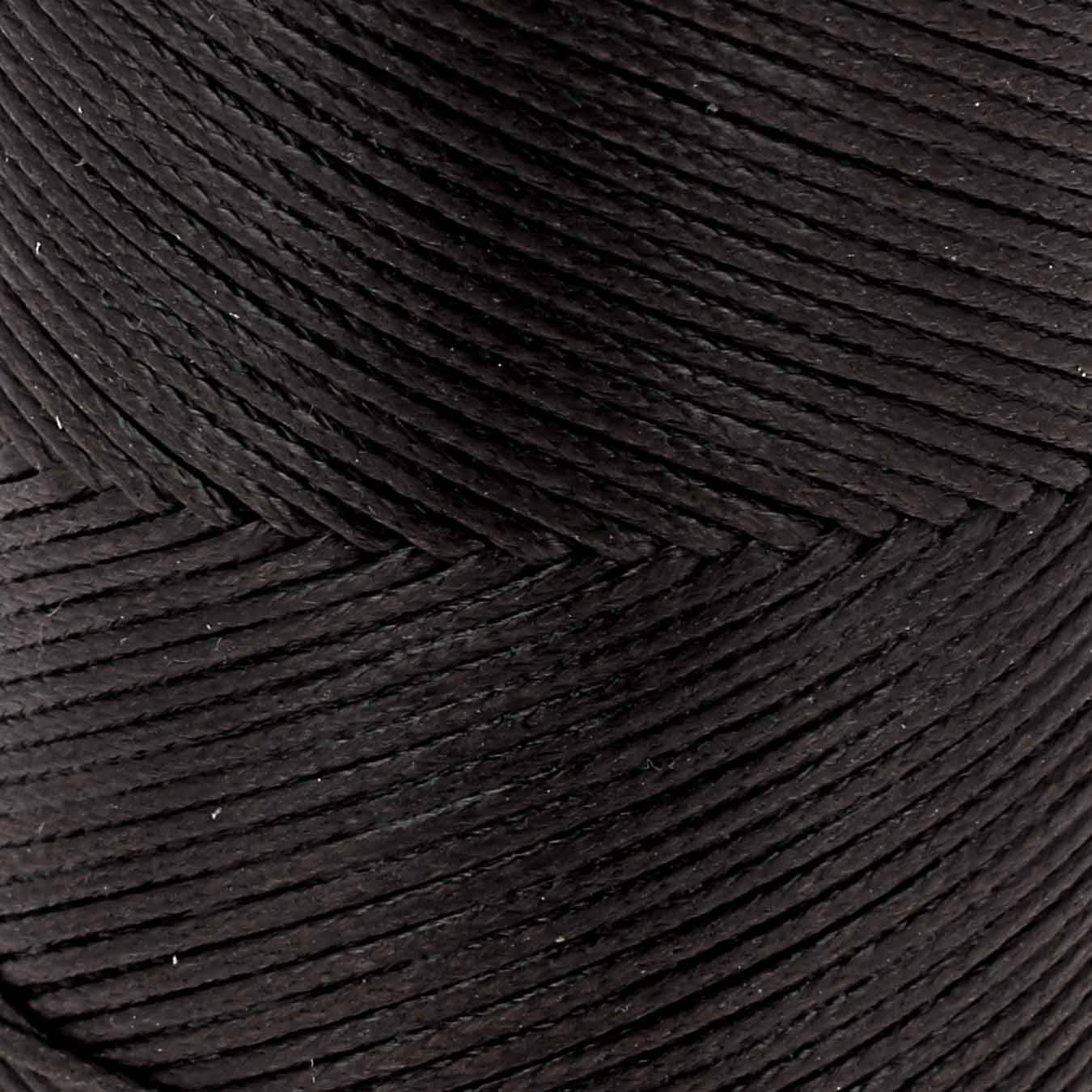 Bobine de 100m de fil polyester tressé et ciré - Diam 0,6mm - ÉBÈNE