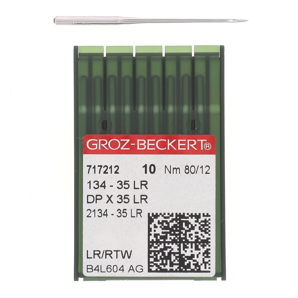 10 aiguilles cuir LR pour machine à coudre triple entraînement 134-35 - Nm 80/12 - Groz Beckert