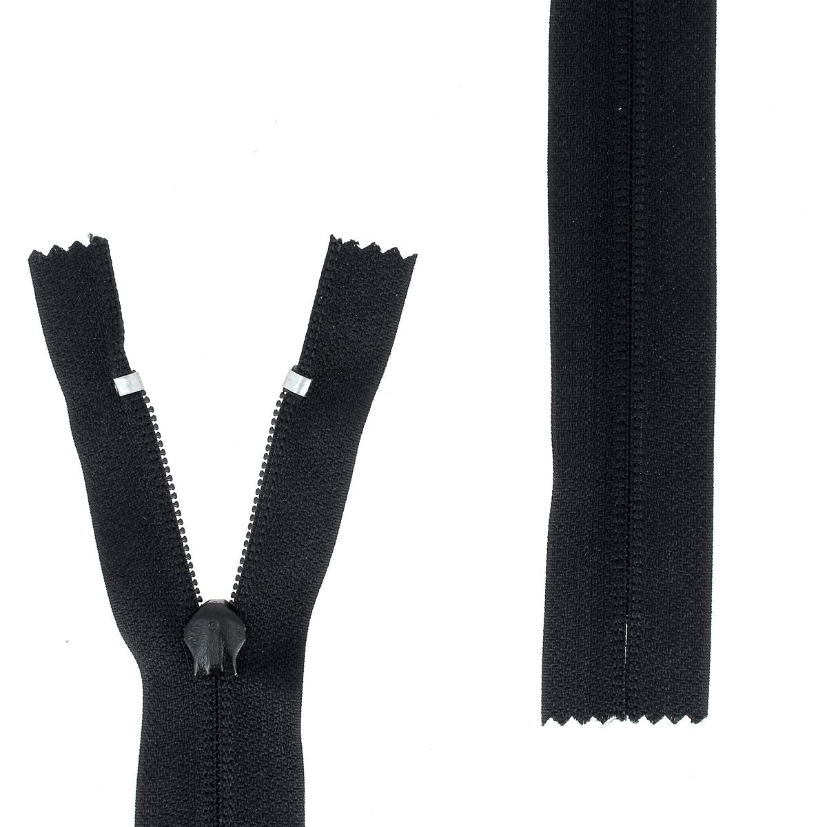 Fermeture à glissière NYLON - 6mm - Sans butée inférieure - NOIR - 17cm