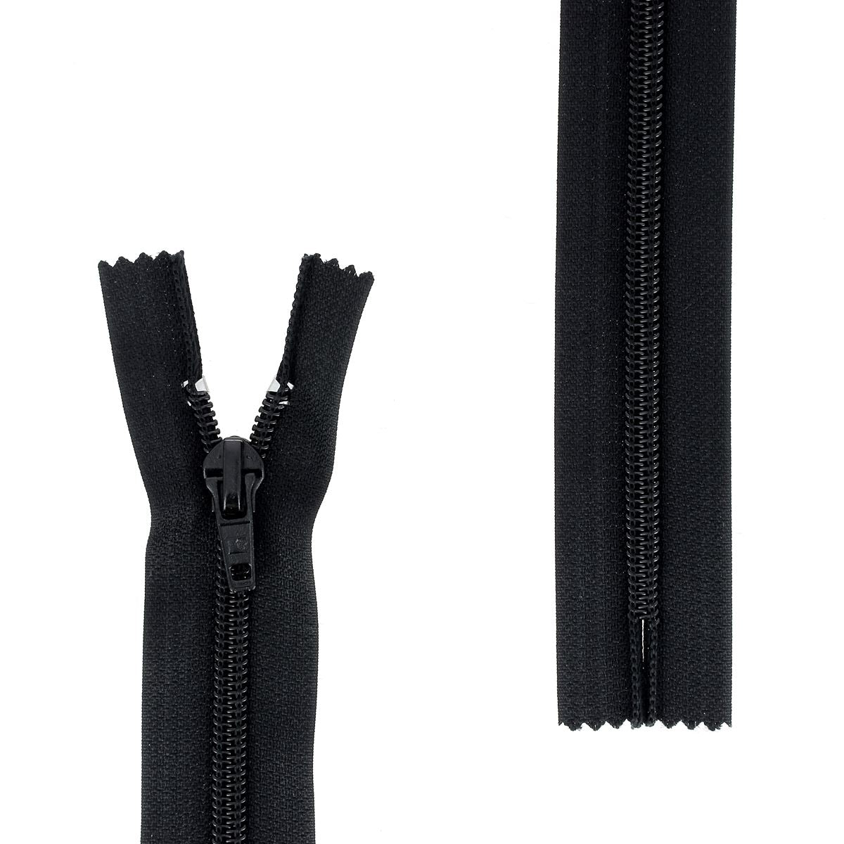 Fermeture à glissière NYLON - 6mm - Sans butée inférieure - NOIR - 35cm