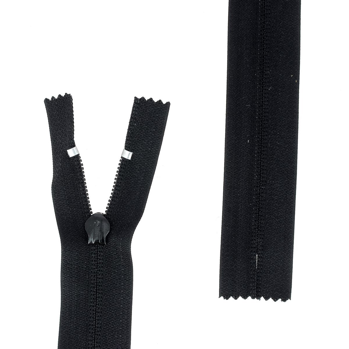 Fermeture à glissière NYLON - 6mm - Sans butée inférieure - NOIR - 35cm