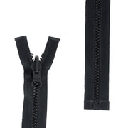 Fermeture à glissière séparable en plastique noir de 6mm, longueur 62cm, pour couture et mercerie.