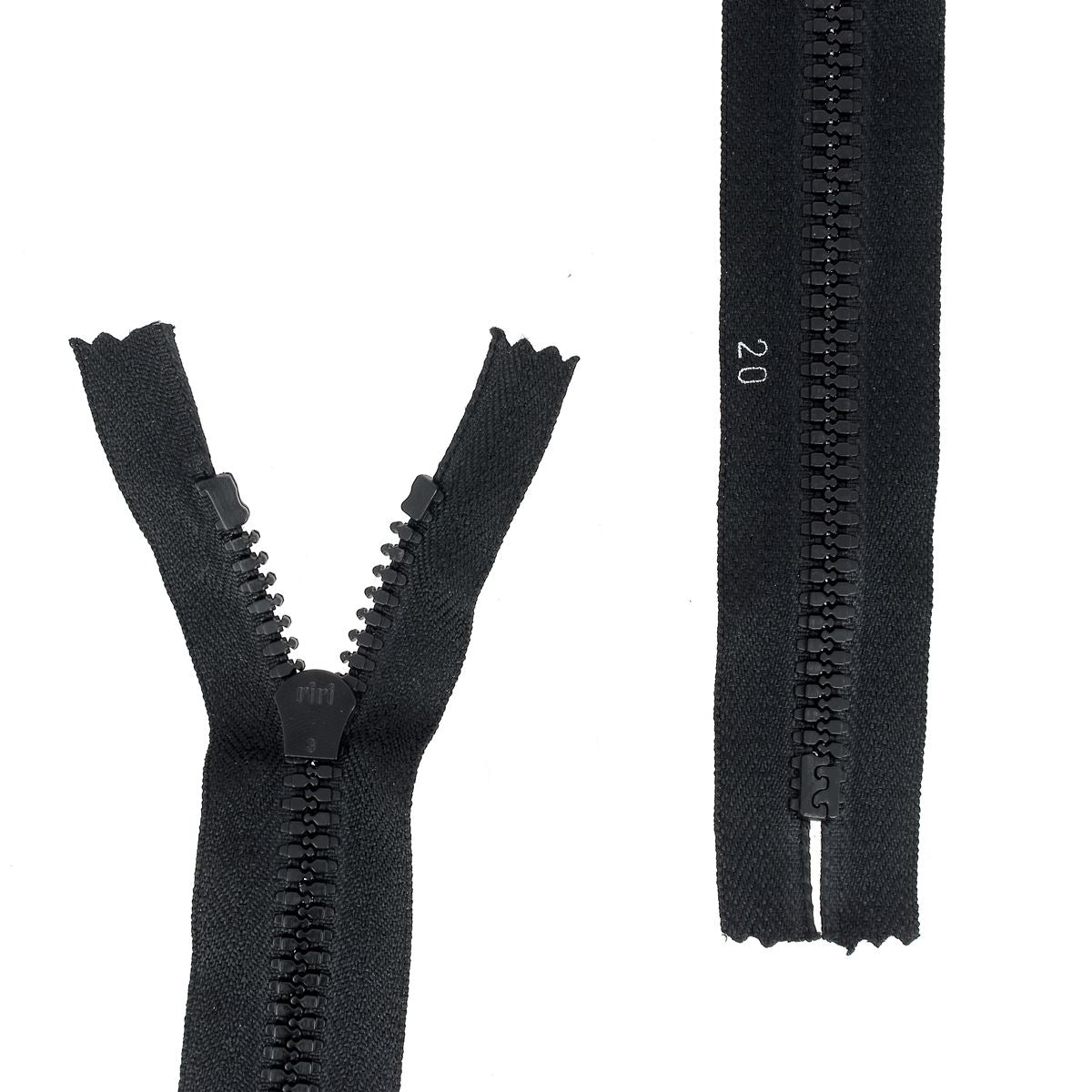 Fermeture à glissière PLASTIQUE - 6mm - NOIR - 20cm