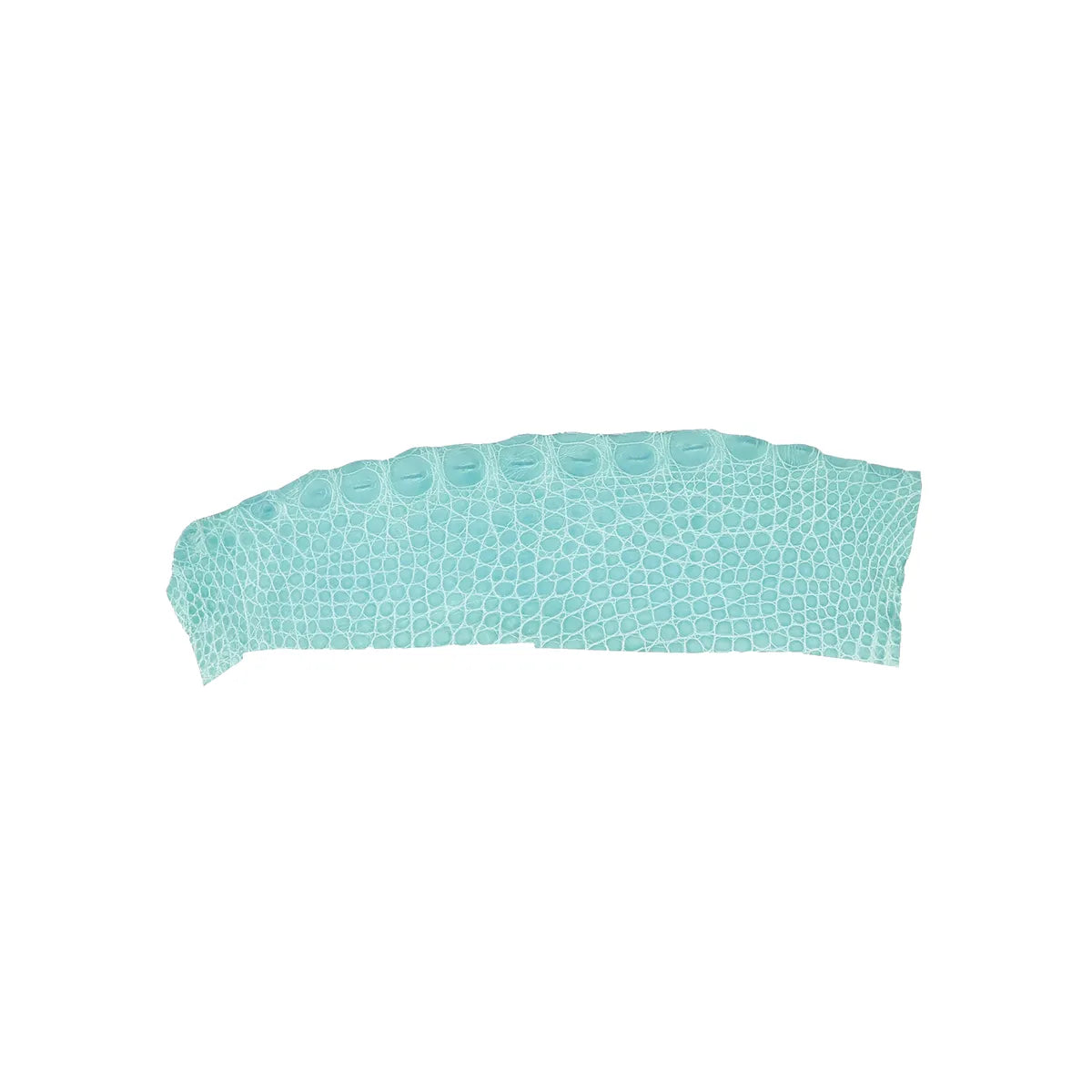 Petite découpe de cuir d'alligator couleur bleu clair en finition brillante