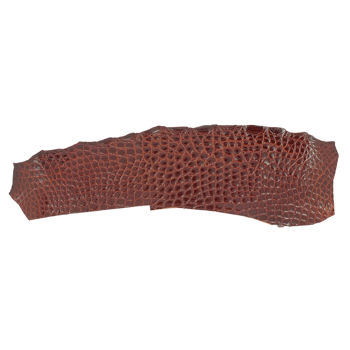 Cuir de croco marron châtaigne brillant idéal pour réaliser des bijoux, de la petite maroquinerie, porte-clés...