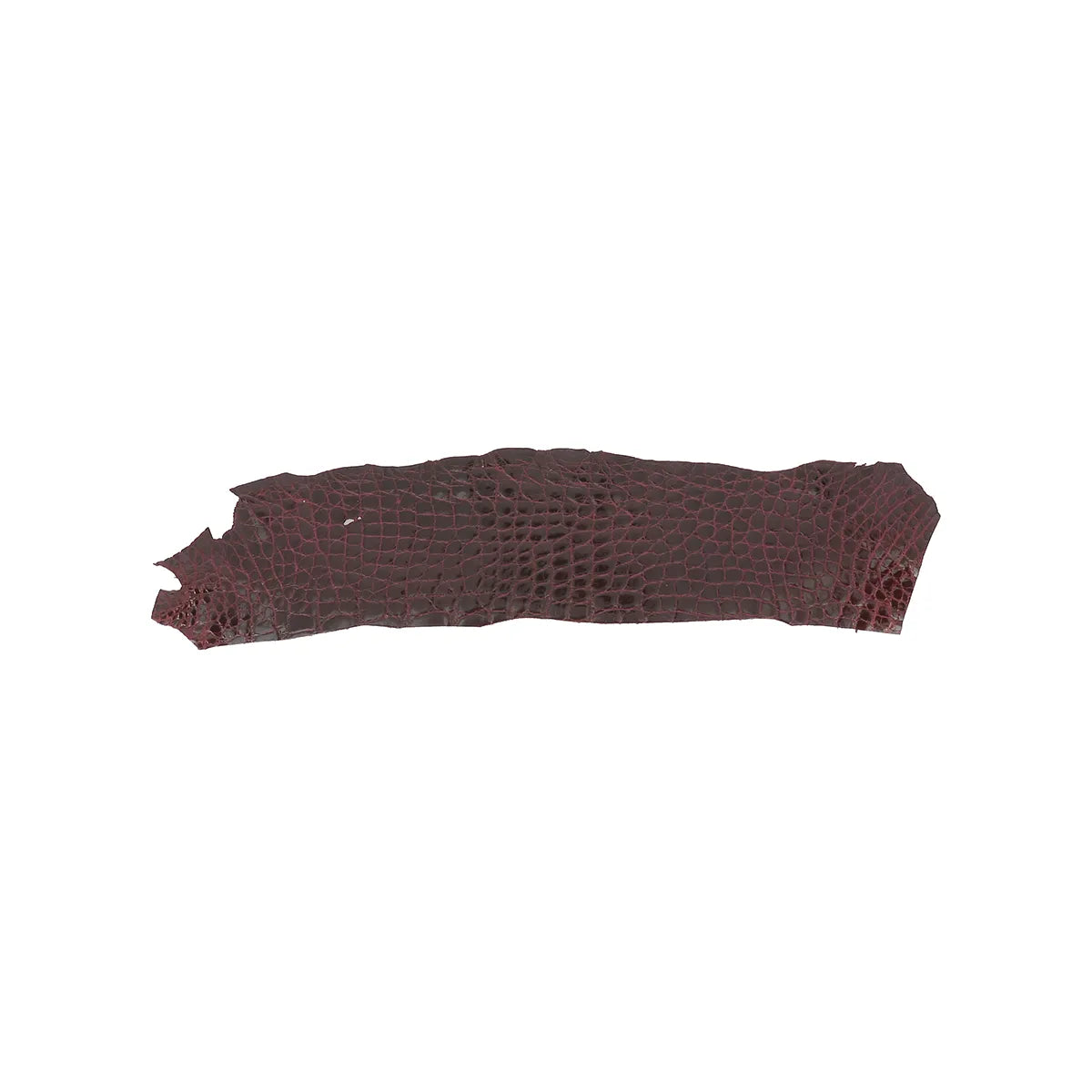 Petit flanc de cuir d'alligator couleur bordeaux. Cuir d'alligator idéal pour la création de bijoux