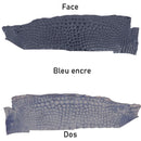 Cuir d'alligator bleu foncé finition brillante idéal pour la confection d'articles haut de gamme