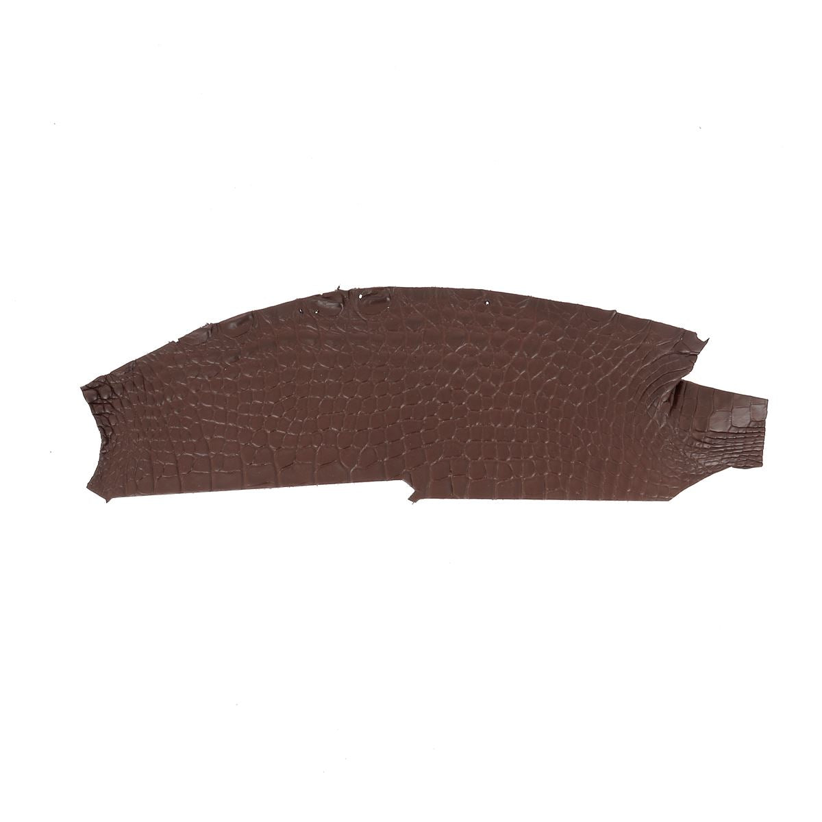Flanc de cuir d'alligator mat - BRUN ROUX | Deco Cuir