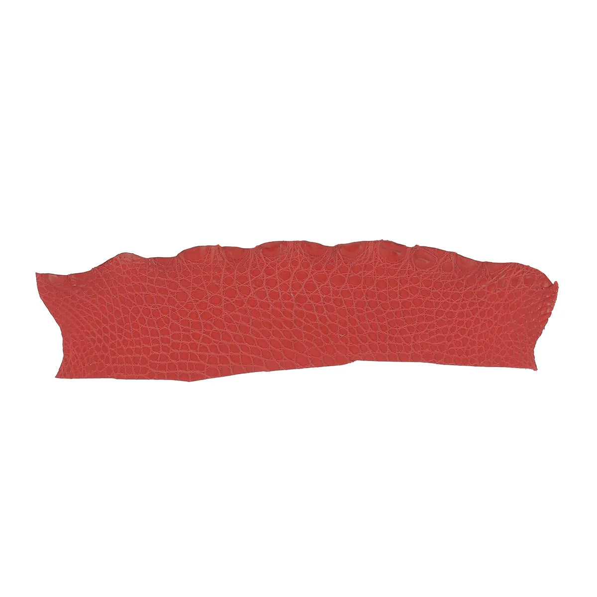 Flanc de cuir d'alligator couleur rouge mat satiné. Cuir exotique idéal pour réaliser des bracelets de montre et bijoux haut de gamme