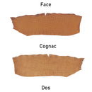 Peau de cuir d'alligator couleur marron cognac en finition mate. Cuir exotique vue de face et vue de dos