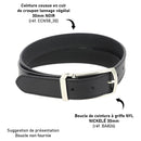 Ceinture cousue en cuir de croupon tannage végétal - NOIR