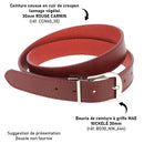 Ceinture cousue en cuir de croupon tannage végétal - ROUGE CARMIN