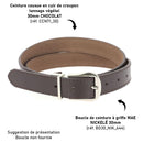 Ceinture cousue en cuir de croupon tannage végétal - CHOCOLAT