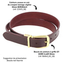 Ceinture cousue en cuir de croupon tannage végétal - BORDEAUX