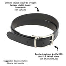 Ceinture cousue en cuir de croupon tannage végétal doublé - NOIR