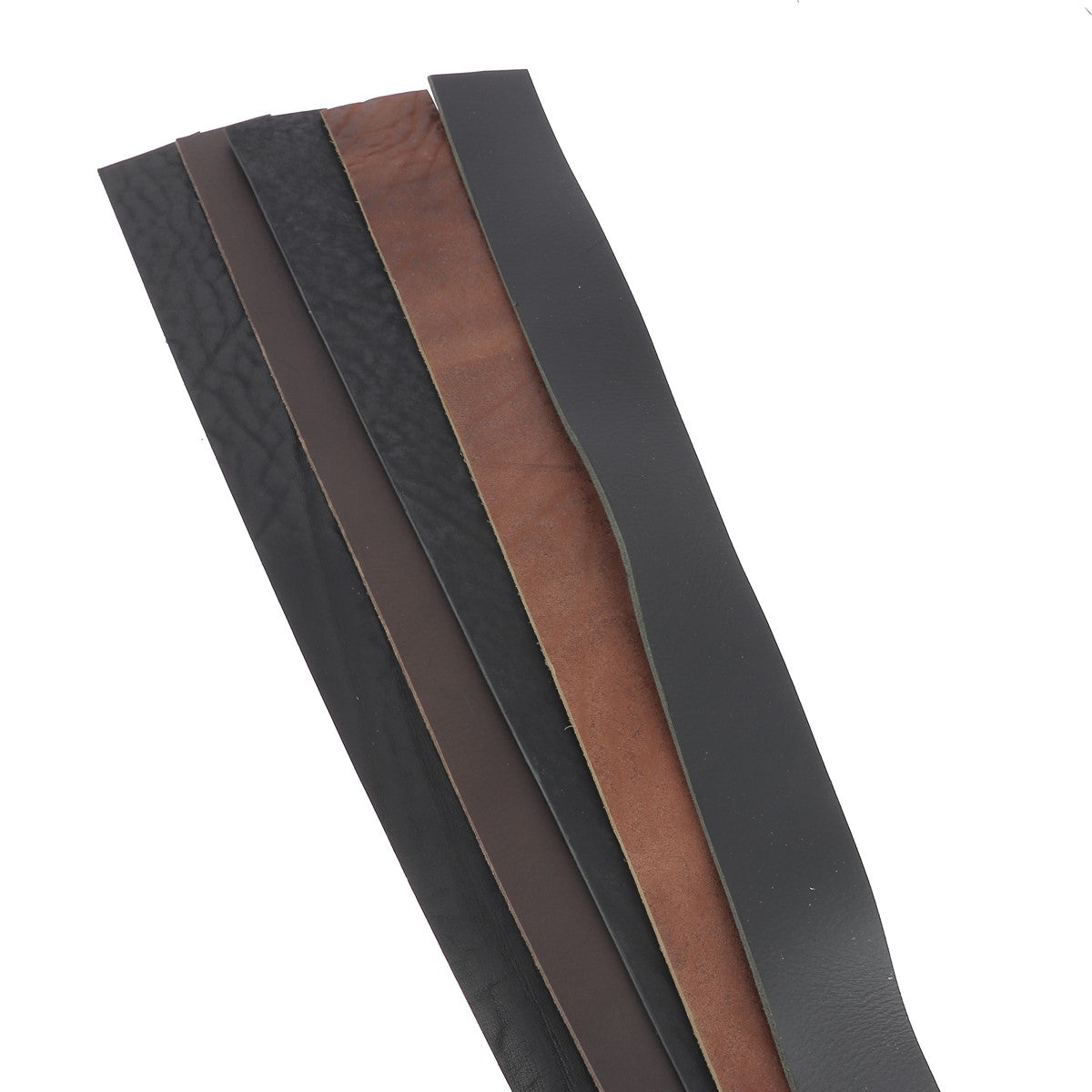 Lot de 500g de lanières de  tannage végétal diverses - Ép 2,5 à 4,5mm - 2'choix - Longueur à partir de 60cm