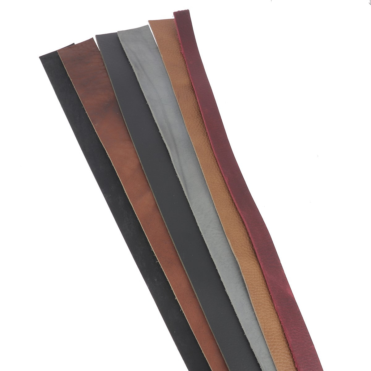 Lot de 500g de lanières de  tannage végétal diverses - Ép 2,5 à 4,5mm - 2'choix - Longueur à partir de 60cm