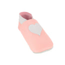 Chaussons en cuir rose avec motif cœur pour petite fille