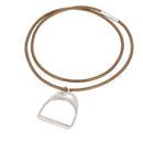 Collier lacet en cuir rond avec étrier décoratif, anneau ouvert et fermoir