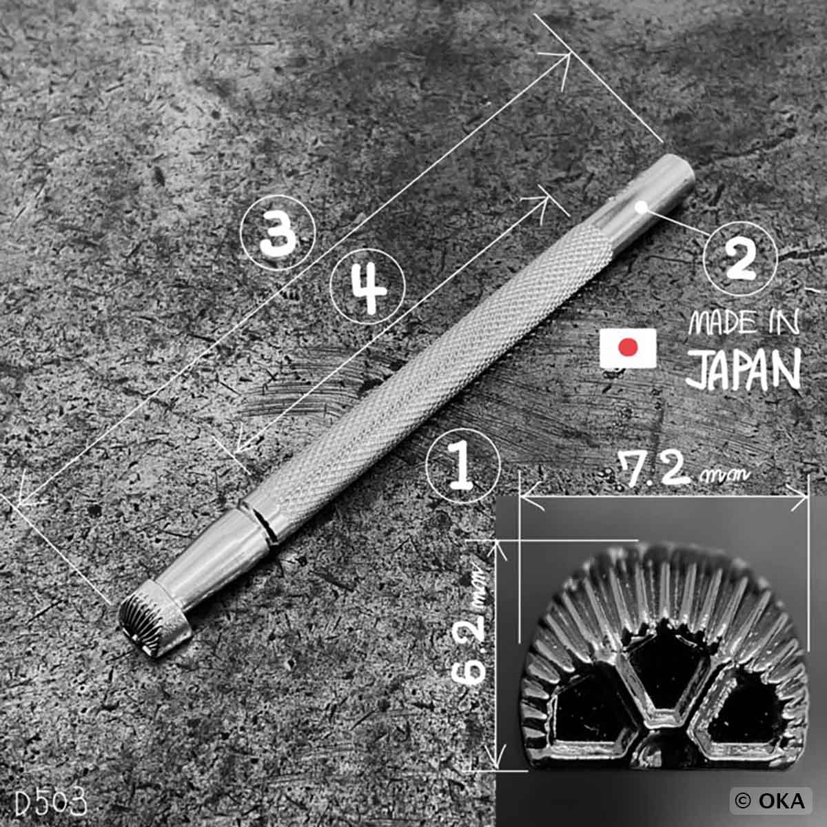 Matoir sur manche OKA - Border - Stamp D503 - Made in Japan