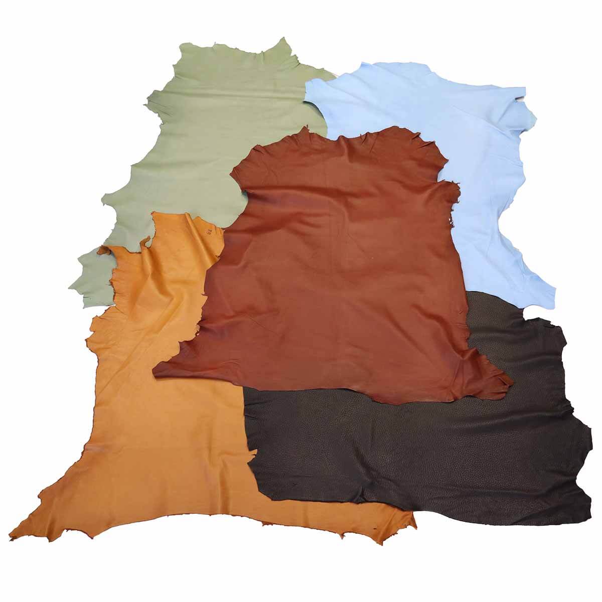 Lot SURPRISE de 5 peaux de cuir d'agneau pleine fleur - DIVERS - Deco Cuir