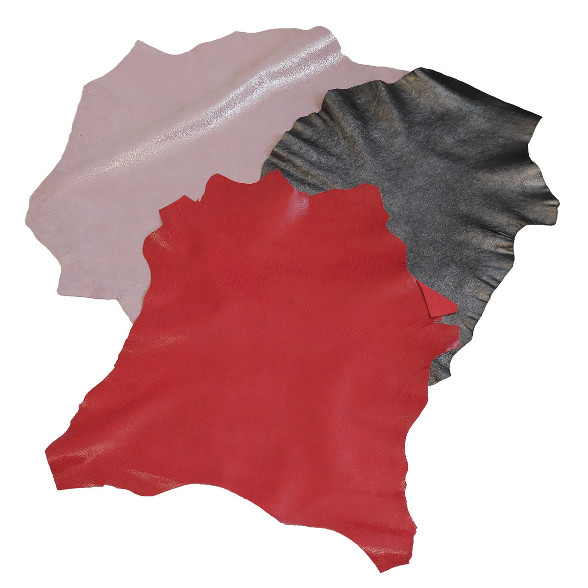 Lot SURPRISE de 3 peaux de cuir d'agneau ou chèvre - FANTAISIE - Deco Cuir