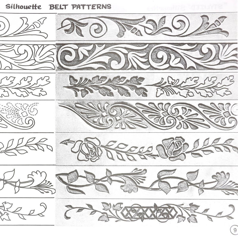 Silhouettes à reproduire sur ceintures en cuir - Livre "Inverted leather carving" - Al Stohlman