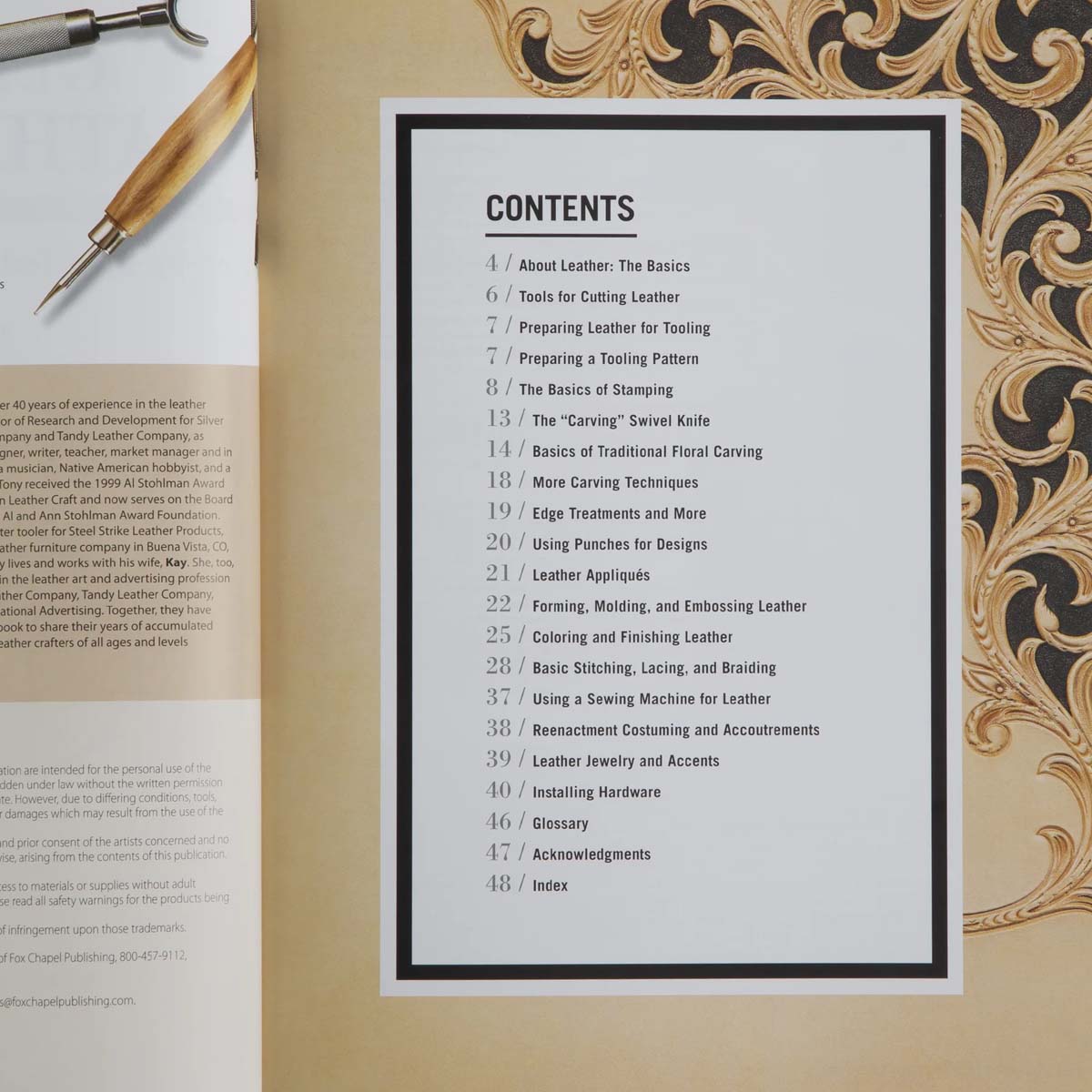 Livre "Get started in leather crafting" - Initiation à la maroquinerie - Sommaire