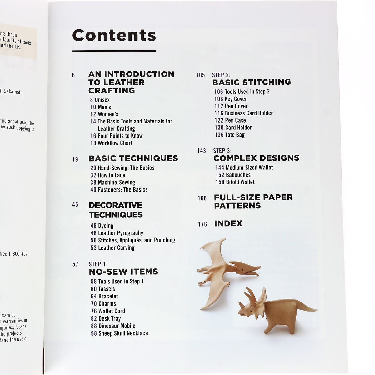 Livre "Leather crafting Starter book" - Initiation à l'artisanat du cuir - Sommaire