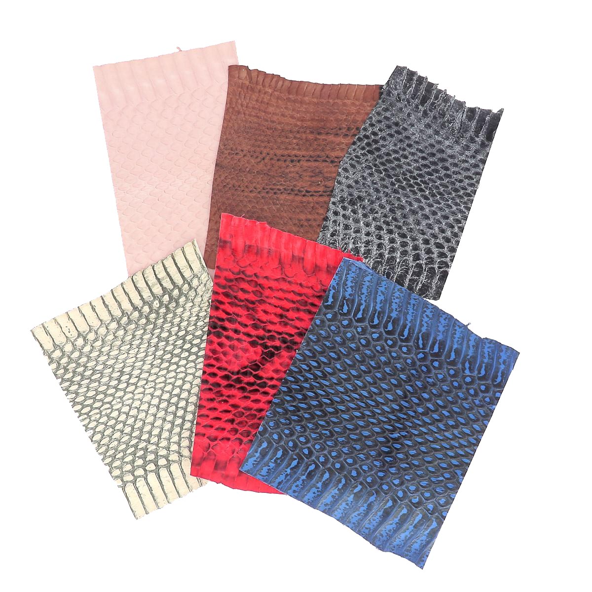 Lot SURPRISE de petits morceaux de cuir de serpent Élaphe - COULEURS DIVERSES - 50cm - Deco Cuir