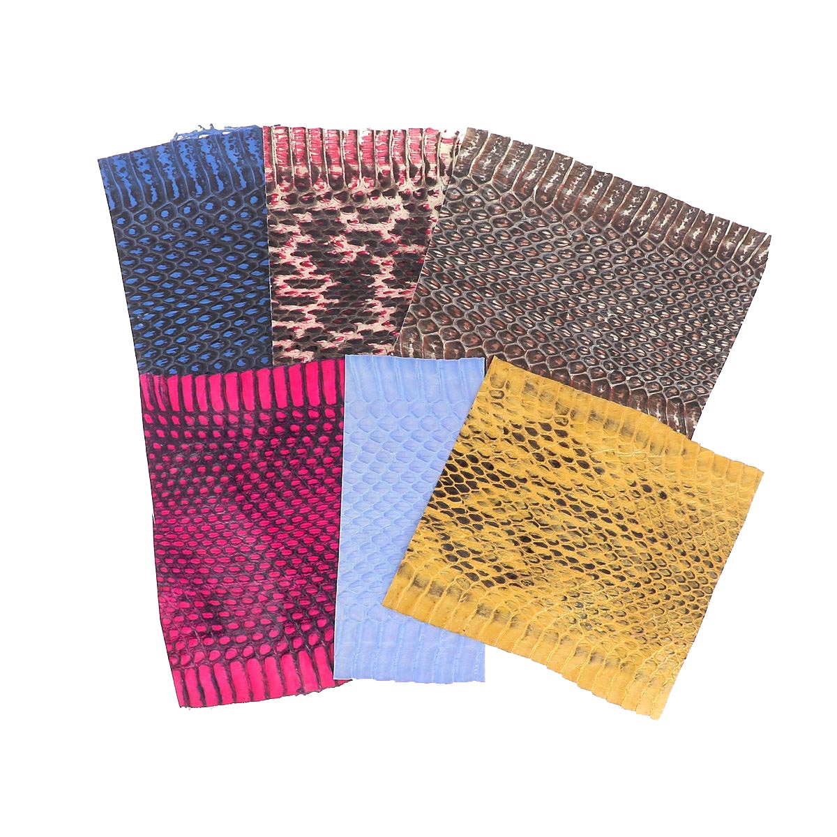 Lot SURPRISE de petits morceaux de cuir de serpent Élaphe - COULEURS DIVERSES - 50cm - Deco Cuir