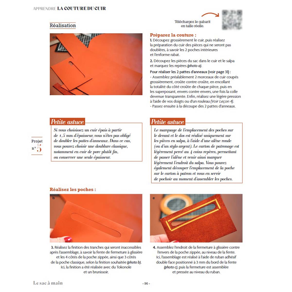 Livre "Apprendre la couture du cuir en 10 leçons" - Huguette Paillettes - Tuto pas à pas