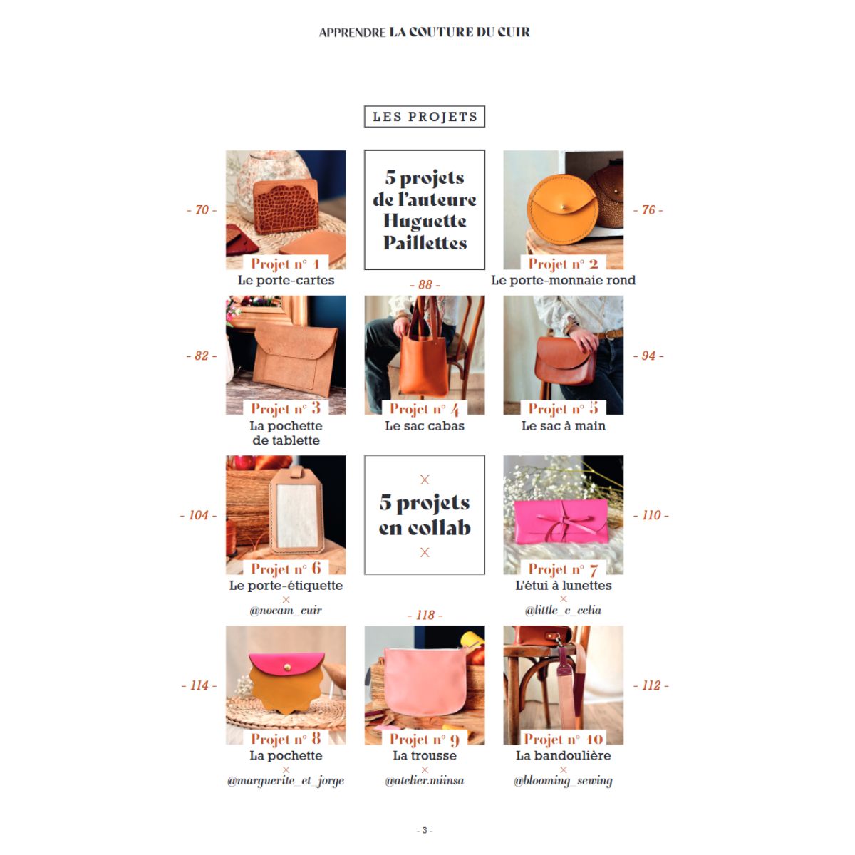 Livre "Apprendre la couture du cuir en 10 leçons" - Huguette Paillettes - 10 Projets en cuir