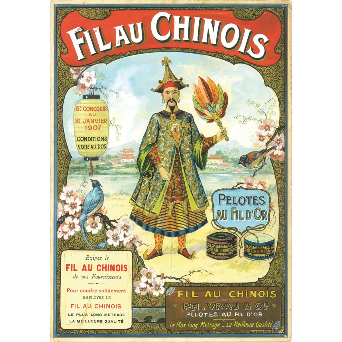 Poster vintage Fil au Chinois - Modèle 3 - A3