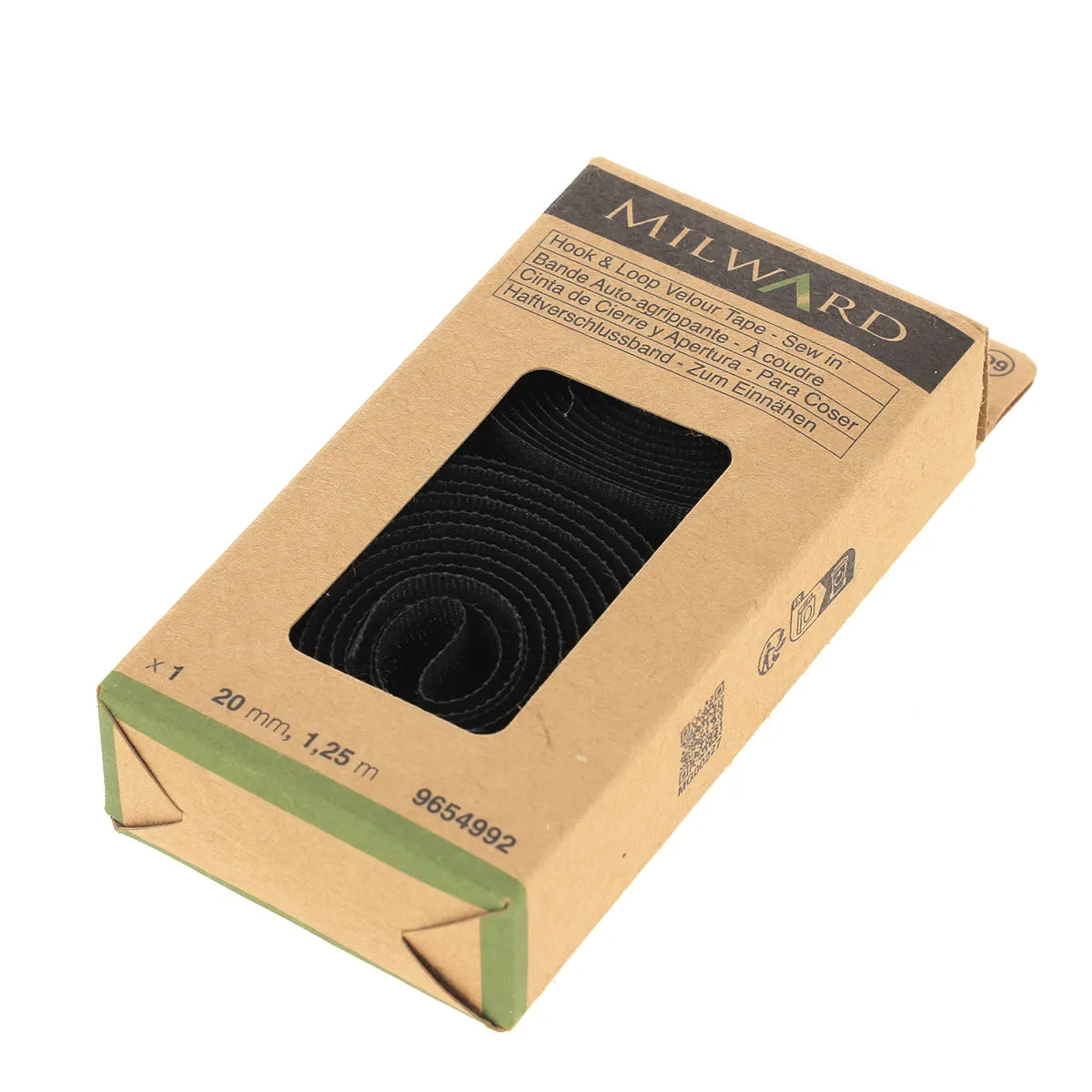 Ruban auto agrippant scratch velcro noir à coudre 20 mm de large
