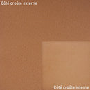 Croûte de cuir de porc glacé camel foncé idéal pour de la doublure de maroquinerie.