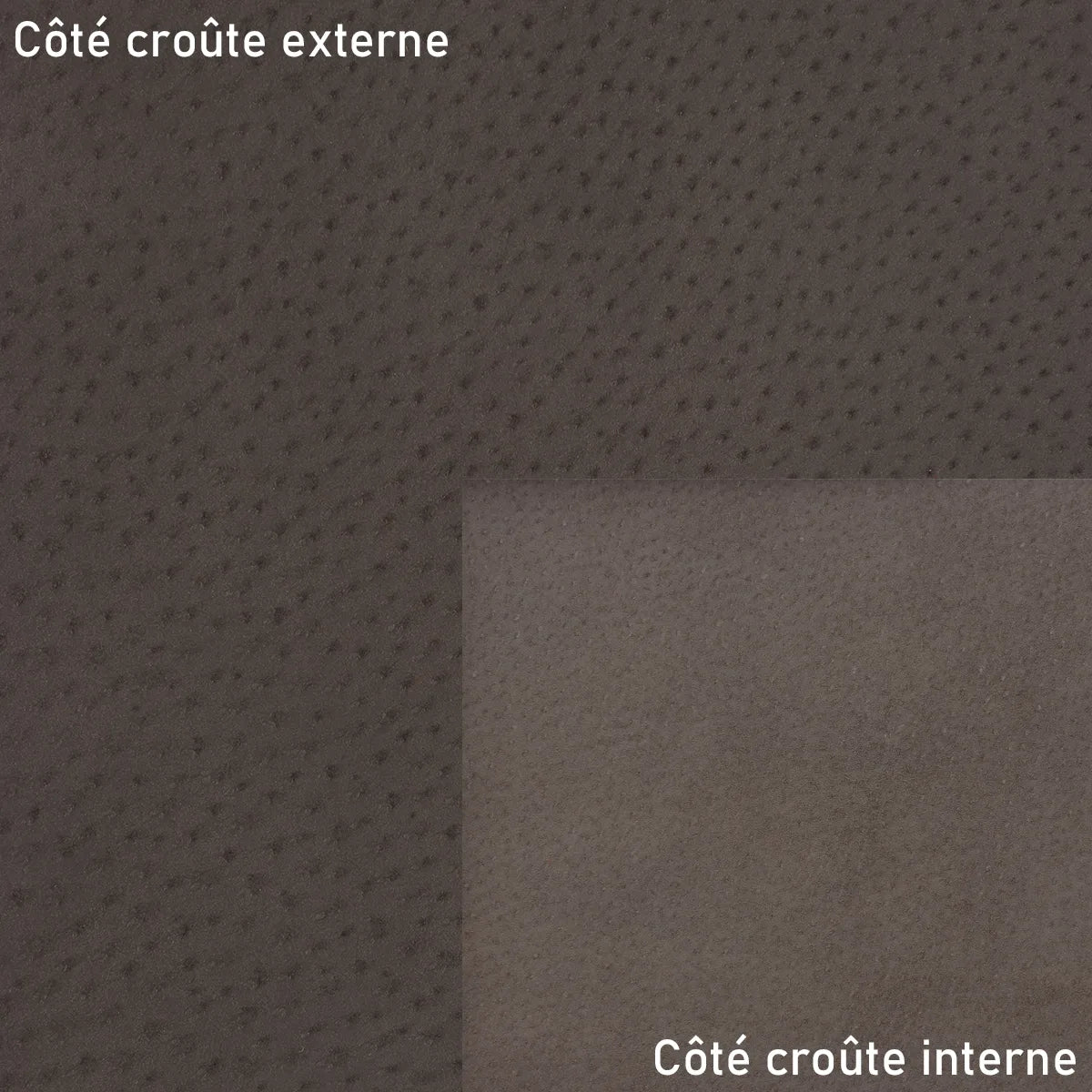 Croûte de cuir de porc glacé marron chocolat de la gamme suivie GELATO. Cuir idéal pour la création de doublure.