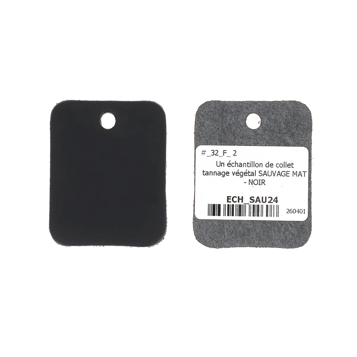 Échantillon de cuir de collet tannage végétal - SAUVAGE MAT - Noir SAU24 - Deco cuir