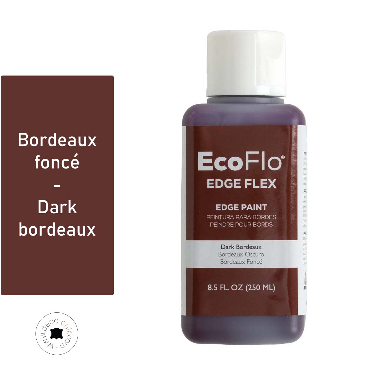 Peinture de tranche pour cuir - Eco-Flo Edgeflex Edge paint - 250 ml - Bordeaux foncé / Dark bordeaux