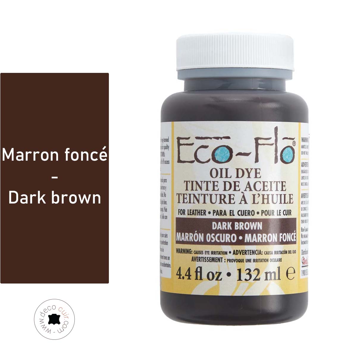 Teinture à l'huile pour cuir - Eco-Flo Oil Dye - 132ml - Dark brown / Marron foncé