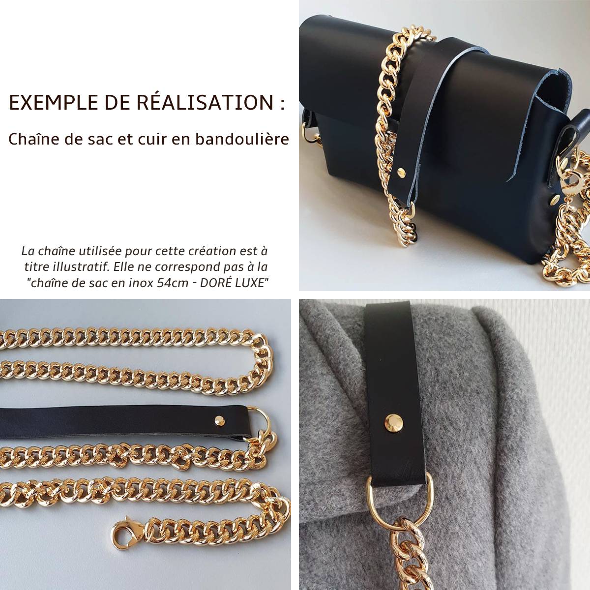 Bandoulière DIY avec chaîne de sac et cuir 