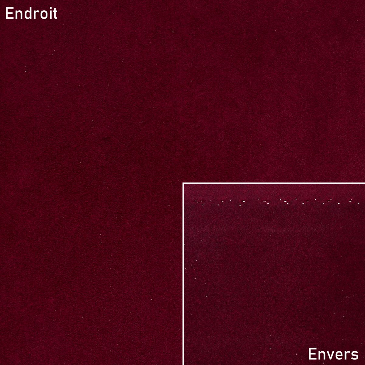 Coupon de microfibre alcantara pour doublure en tissu bordeaux, 0,50x1,45m, idéal pour rembourrage et finition.