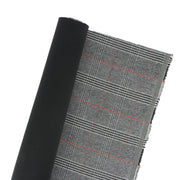 Coupon de tissu Prince de Galles doublé en noir, blanc et rouge, tissu élégant pour couture ou décoration, 0,50x1,50 m.