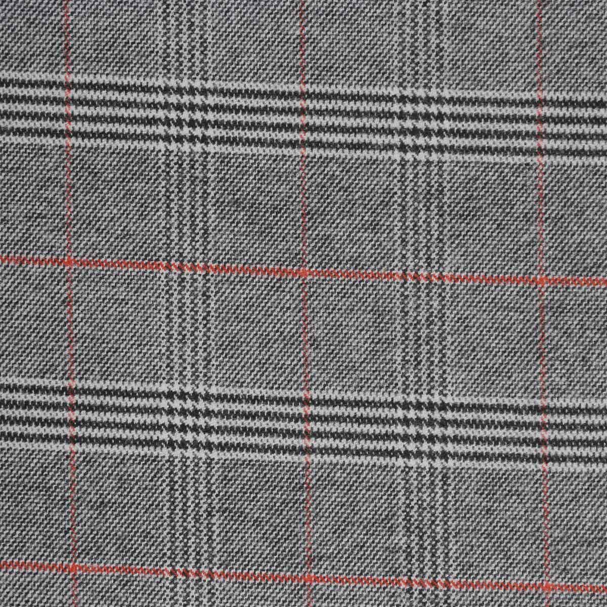 Coupon de tissu Prince de Galles doublé - NOIR, BLANC & ROUGE - 0,50x1,50m