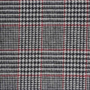 Coupon de tissu carreaux & pied de poule doublé - NOIR, BLANC & ROUGE - 0,50x1,50m