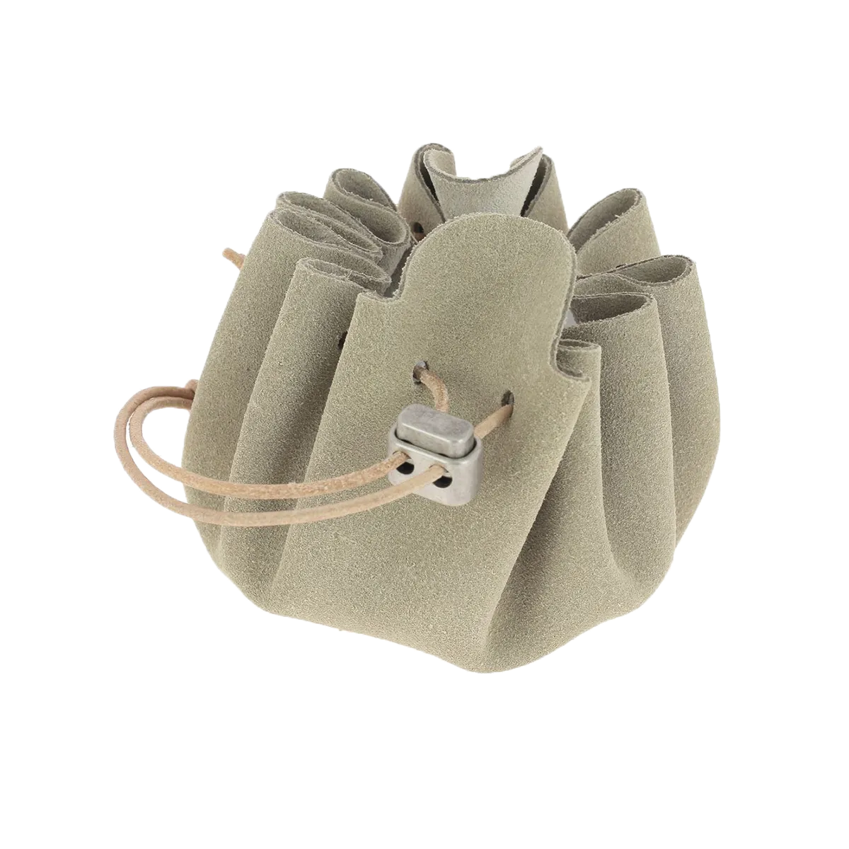 Bourse en cuir avec fermoir stop lacet argent vieilli