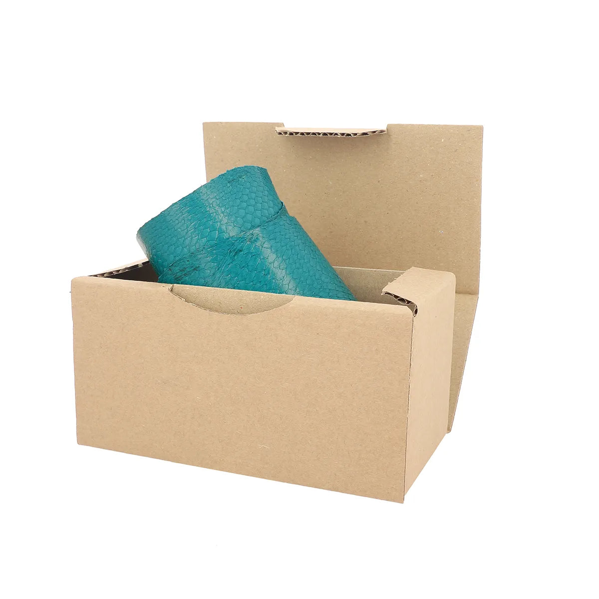 Cuir de saumon bleu turquoise brillant, livré en carton 