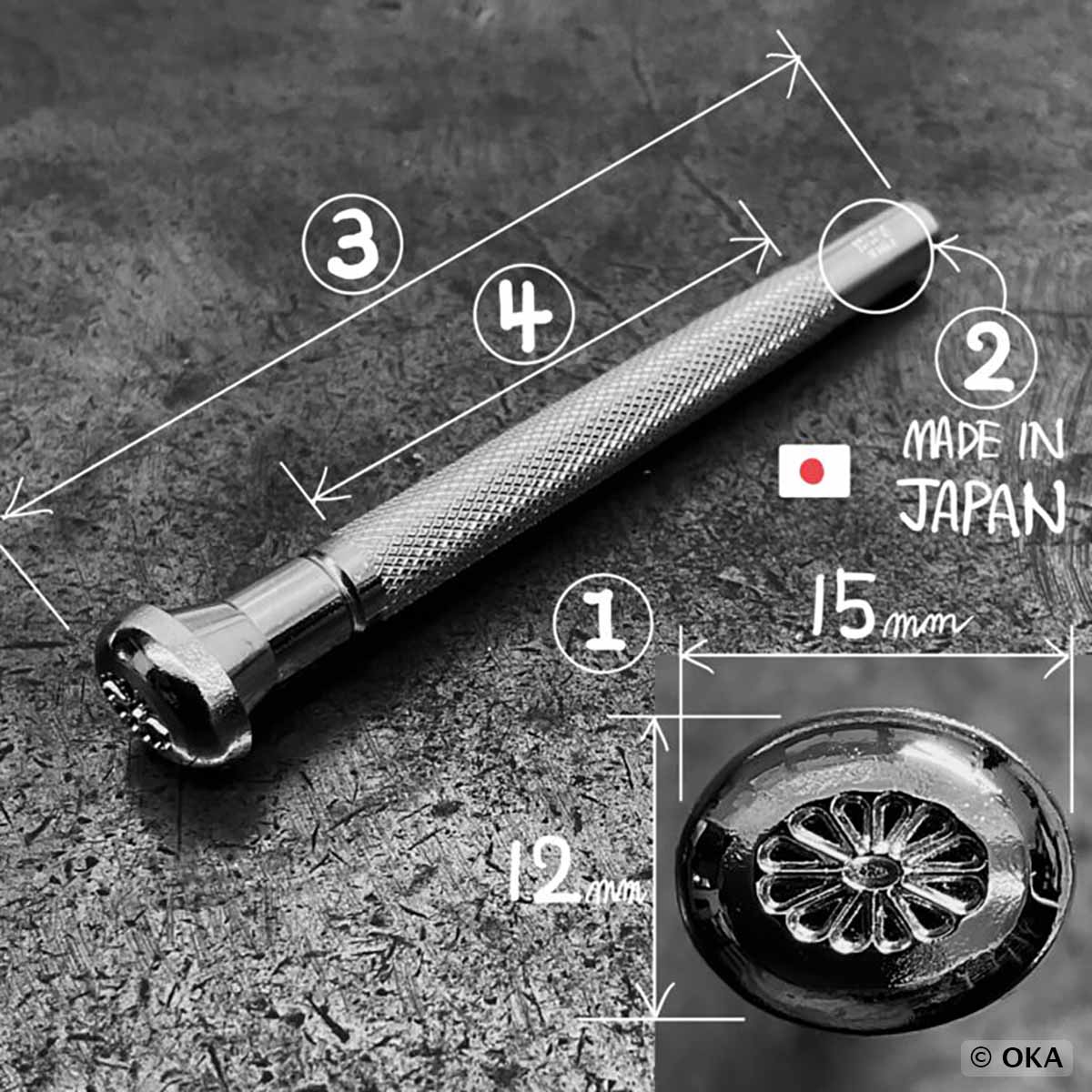 Matoir repoussage du cuir Flower Center J612 - Oka Japon