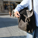 Cabas en croûte de cuir velours fait main | Deco cuir